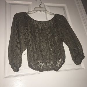 Lace grey off the shoulder top